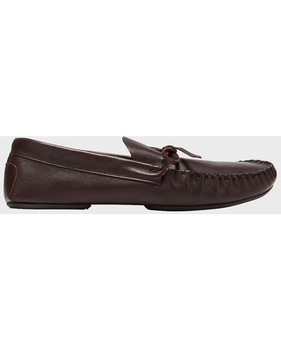 The Row Lucca Calfskin Mocassin Loafers - Brown