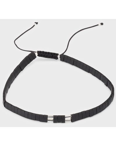 Jan Leslie Sterling And Chiclet Beaded Pull Cord Bracelet - White