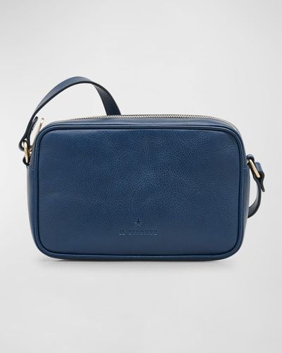 Il Bisonte Oliveta Vacchetta Leather Camera Crossbody Bag - Blue