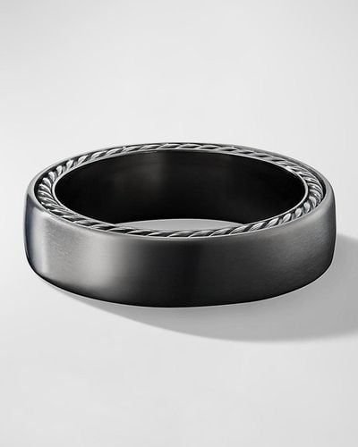 David Yurman Streamline Band Ring In Gray Titanium, 6mm - Black