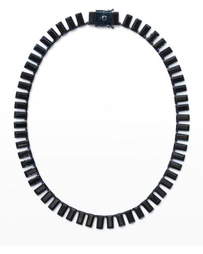 Nakard Baguette Tile Riviere Necklace In Black Spinel
