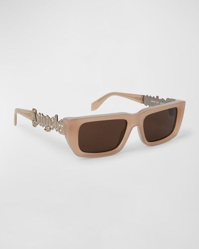 Palm Angels Milford Acetate & Metal Rectangle Sunglasses - Natural