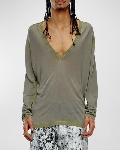 DIESEL K-Mirto V-Neck Degrade Sweater - Gray