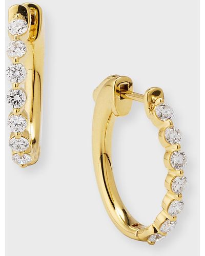 Neiman Marcus 18k Yellow Gold Diamond Huggie Earrings - Metallic