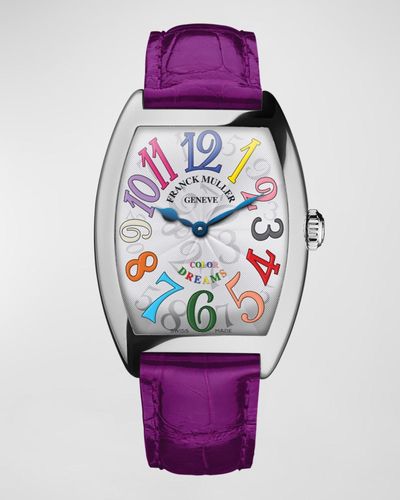 Franck Muller Ladies Color Dreams Curvex Watch With Alligator Strap - Pink