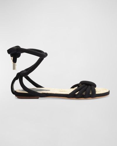 Alexandre Birman Vicky Knotted Rope Ankle-Tie Sandals - Black