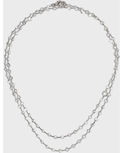64 Facets Rose-cut And Brilliant-cut Floating Diamond Necklace, 32"l - White