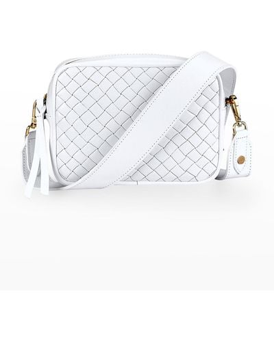 Gigi New York Madison Zip Woven Leather Crossbody Bag - White