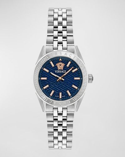 Versace V-Code Greca Stainless Steel Bracelet Watch, 36Mm - Blue