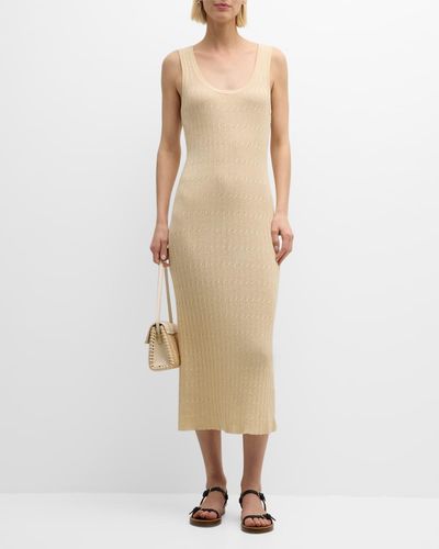 NAADAM Scoop-Neck Cable-Knit Midi Sweater Dress - Natural
