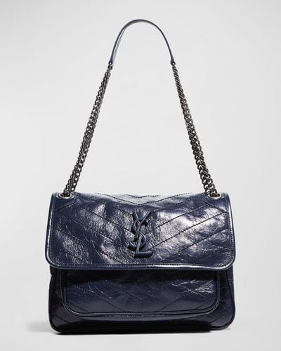 Saint Laurent Niki Medium Flap Ysl Shoulder Bag - Blue
