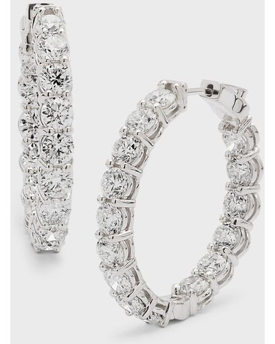 Neiman Marcus 18k White Gold Diamond Hoop Earrings, 9.60tcw - Metallic