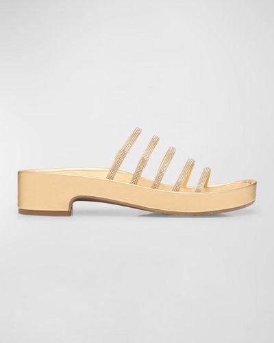 Pedro Garcia Laryn Crystal Five-Strap Slide Sandals - Metallic