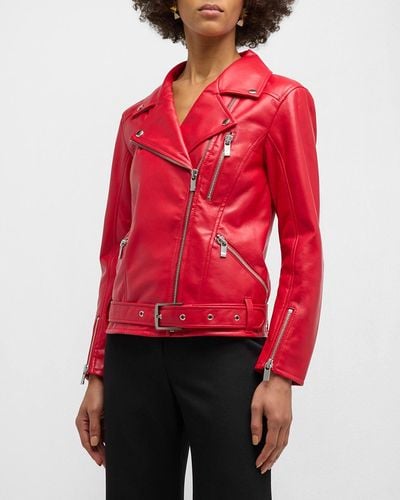 AS by DF Brando Recycled Leather Boyfriend Jacket - Red