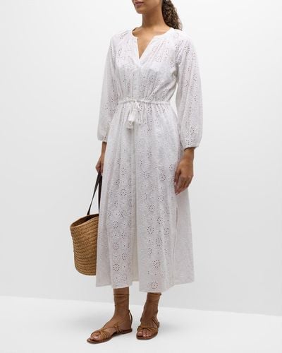 Tommy Bahama Harbour Eyelet Button-Front Midi Dress - White