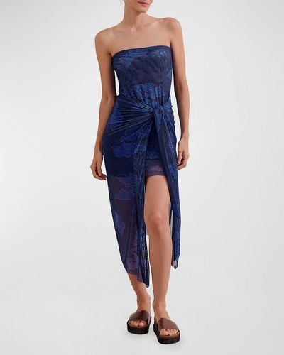 ViX Quizas Lauren Strapless Midi Dress - Blue