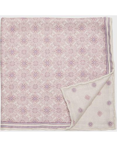 Brunello Cucinelli Geometric-Print Silk Pocket Square - Pink