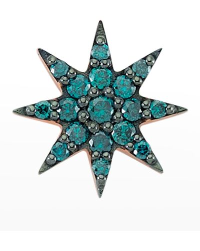 BeeGoddess Venus Star Blue Diamond Earring, Single - Green