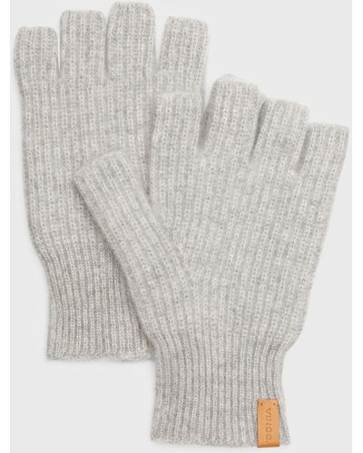 Vince Ribbed Cashmere Fingerless Gloves - Gray