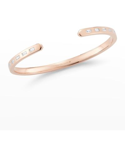 WALTERS FAITH Ottoline Rose Gold Narrow Cuff With Gypsy-set Baguette Diamonds - White