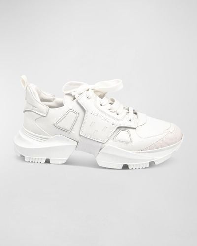 Les Hommes Chunky Low-Top Leather Sneakers - White
