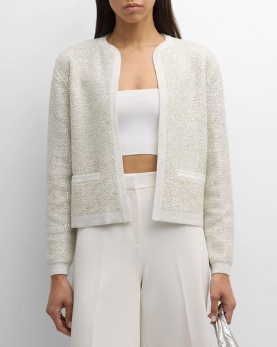 Kobi Halperin Penelope Open-Front Sequin Sweater - Gray