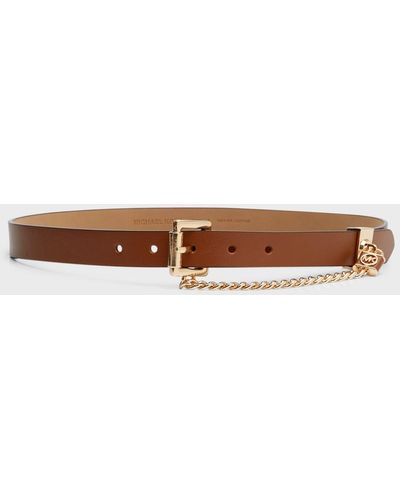 Michael Kors Swag Chain Leather Belt - Brown