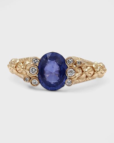 Stephen Dweck Tanzanite & Diamond 18k Gold Ring - Blue