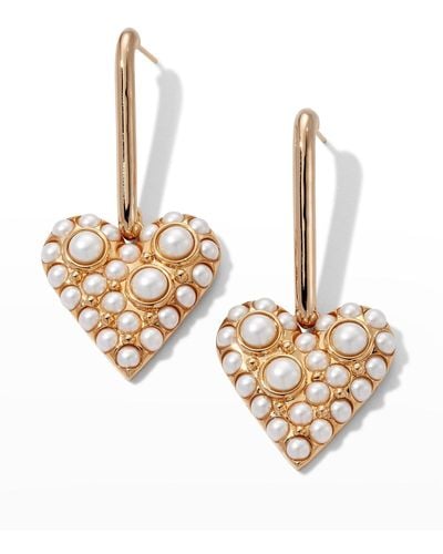 Carolina Herrera Mini Heart Pearly Drop Earrings - White