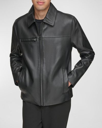 Andrew Marc Damour Matte Leather Jacket - Gray