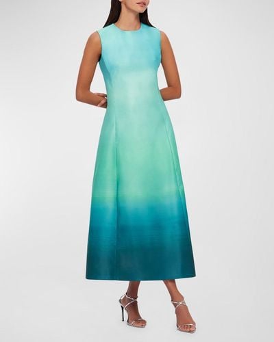 LEO LIN Cleo Sleeveless A-Line Ombre Midi Dress - Blue