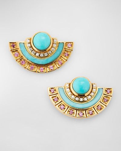 Sorellina 18K Stud Earrings With, Sapphires And Gh-Si Diamonds - Metallic