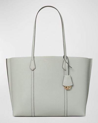 Tory Burch Perry Leather Shopper Tote Bag - Gray