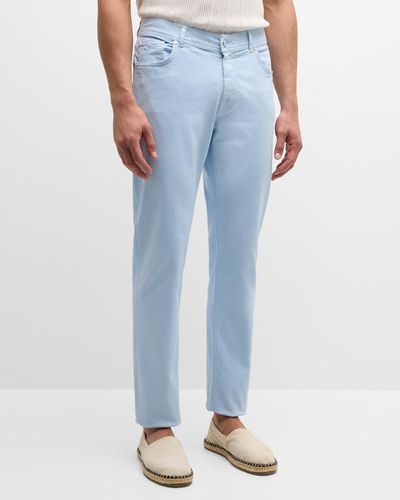 Marco Pescarolo Cotton-Silk Stretch Bull Denim Pants - Blue