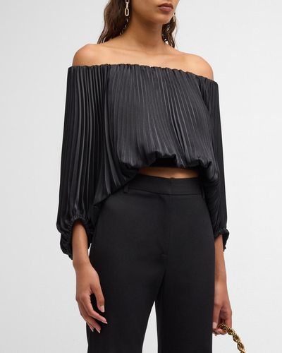 A.L.C. Sienna Pleated Off-the-shoulder Top - Black