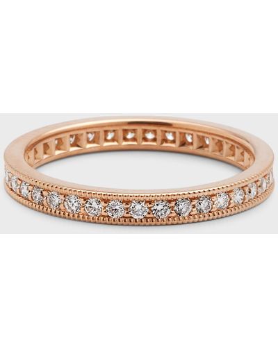 Neiman Marcus Channel-set Diamond Eternity Band Ring In 18k Rose Gold, Size 7 - White