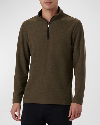 Bugatchi Quarter-Zip Sweater With Back Pocket - Green