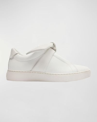 Alexandre Birman Clarita Leather Bow Slip-On Sneakers - White