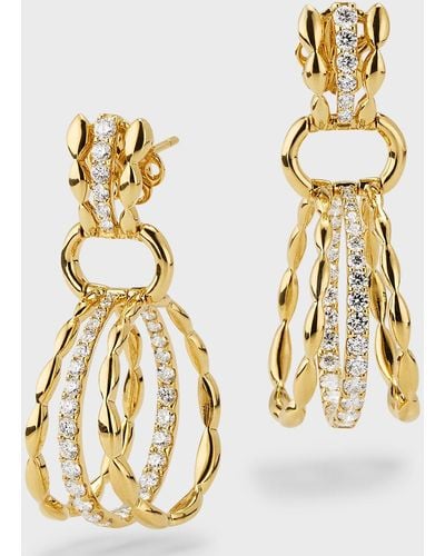 Etho Maria 18k Yellow Gold Hoop Drop Earrings With Diamonds - Metallic