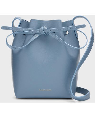 Mansur Gavriel Mini Mini Saffiano Leather Bucket Bag - Blue