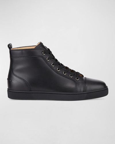 Christian Louboutin Louis Leather High-Top Sneakers - Black