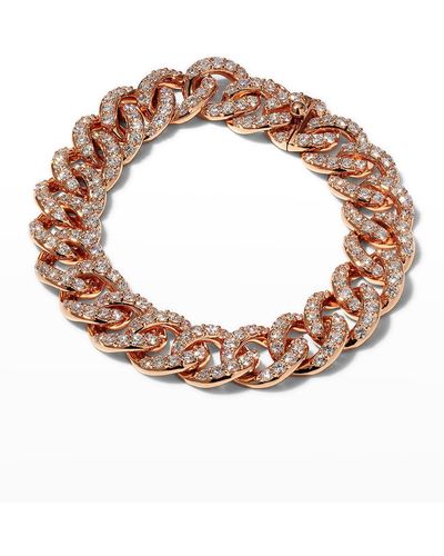 Leo Pizzo Rose Gold Lady Link Bracelet With Pave Diamonds - Pink