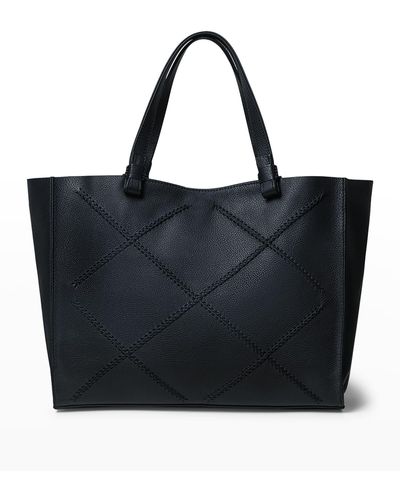Callista Medium Braided Leather Tote Bag - Black