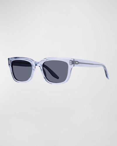 Barton Perreira Stax Clear Plastic Rectangle Sunglasses - Blue
