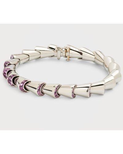 Oscar Heyman Platinum Pink Sapphire Cornucopia Bracelet, 7"l - Metallic