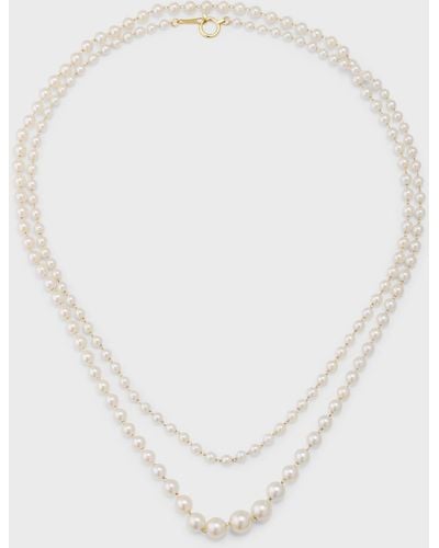 Mizuki Graduated Akoya Pearl Long Necklace - White