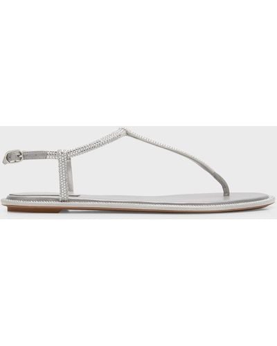 Rene Caovilla Strass T-Strap Thong Sandals - Metallic