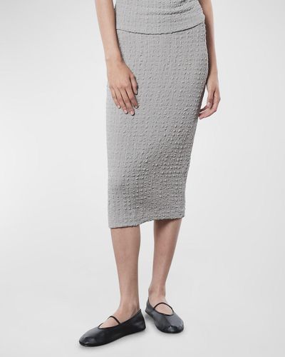 Enza Costa Puckered Pencil Skirt - Gray