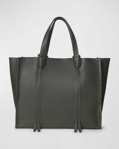 Callista Grained Leather Tote Bag - Black