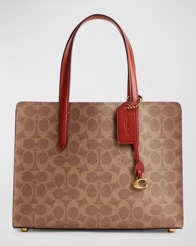COACH Carter 28 Signature Coated Canvas Tote Bag - Brown